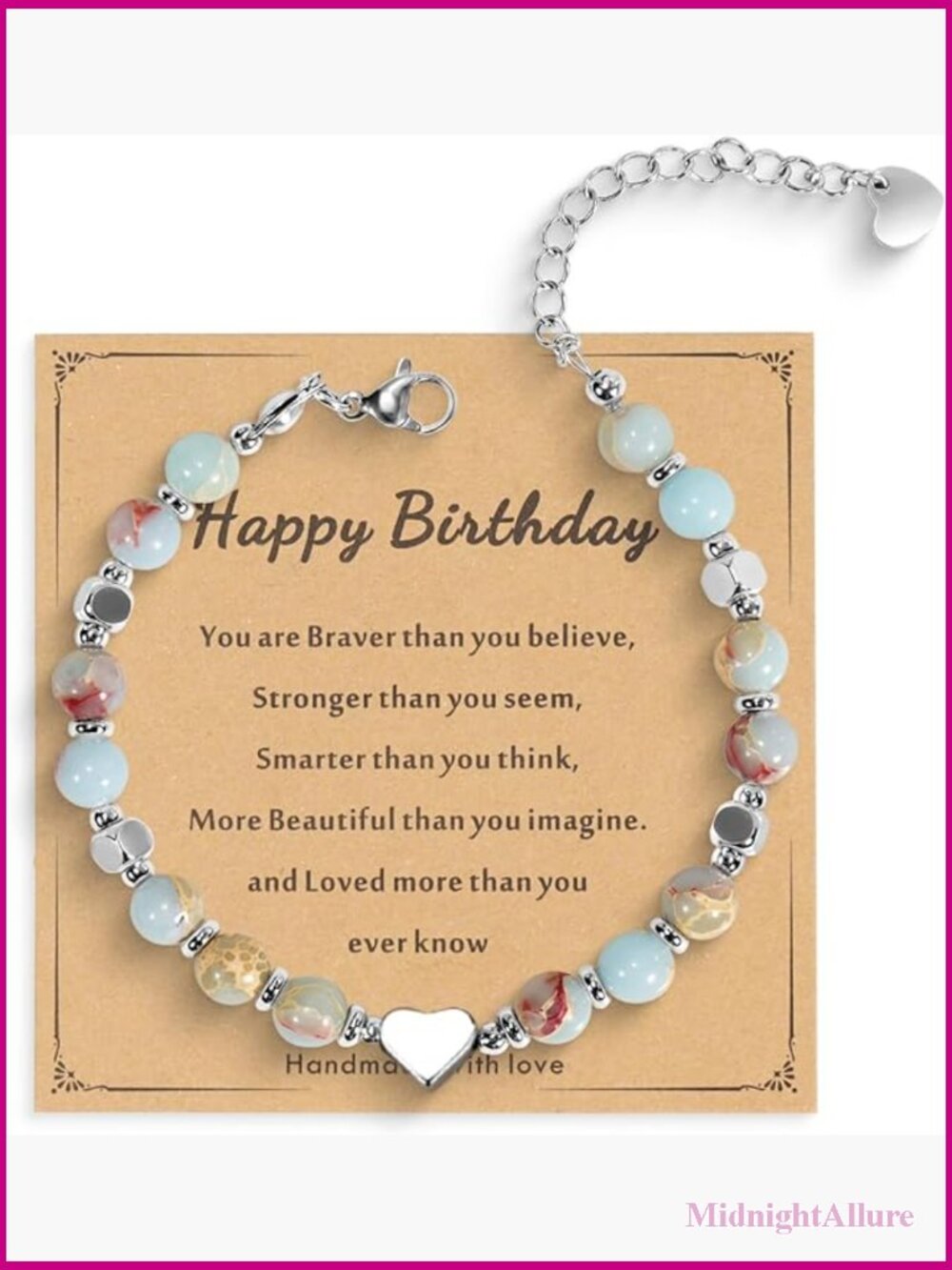 Inspirational Natural Stone Stretch Bracelet with Extension Chain